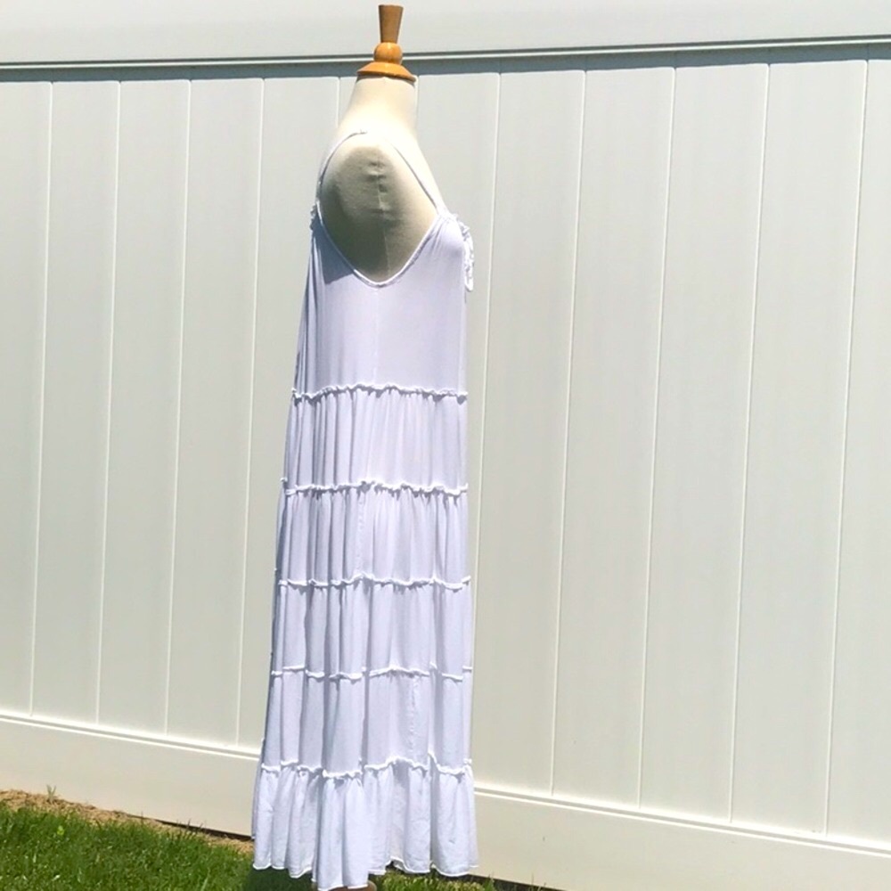 Raviya White Tiered Midi Dress Adjustable Strap Size Small - Picture 11 of 16